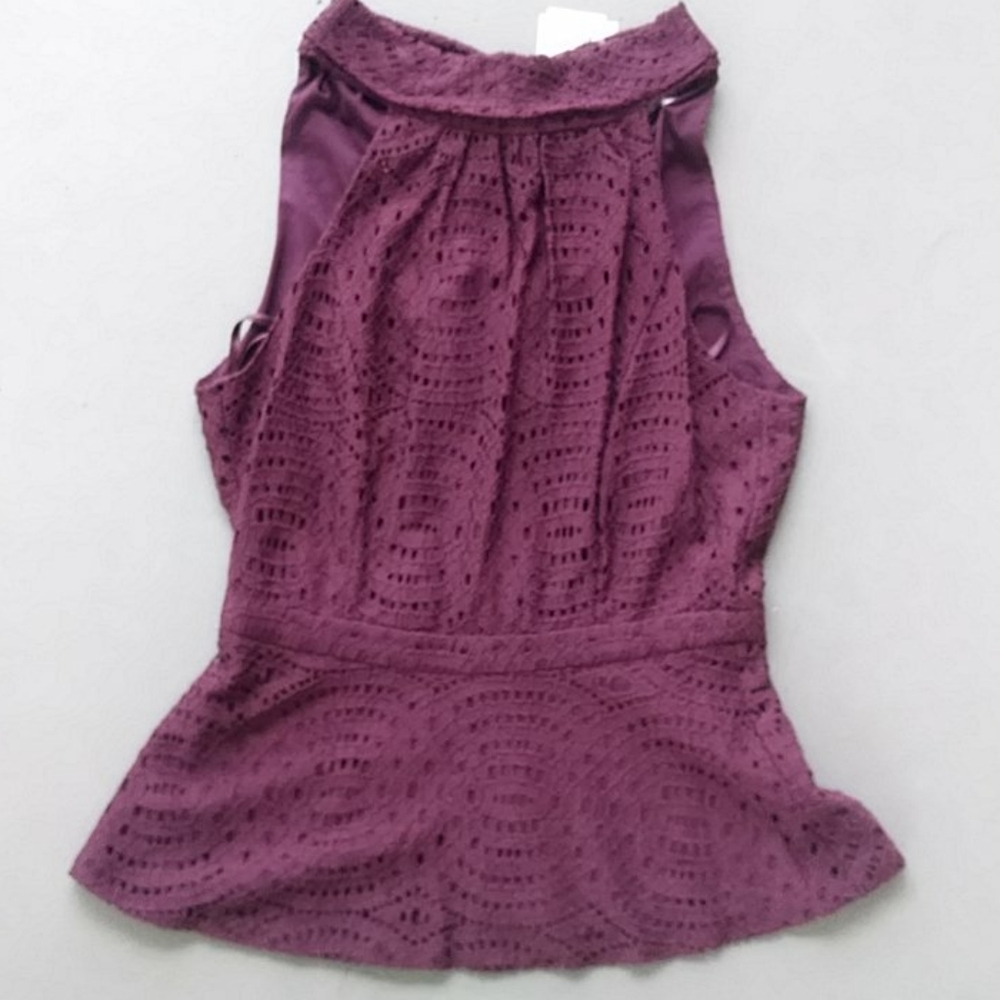 NWT New York & Company Eva Mendes Dark Purple Lace Halter top